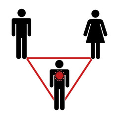 Social distancing. Virus effect people vector illustration. Outbreak, prevention and awareness.