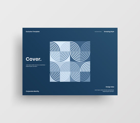 Fototapeta premium Creative business presentation vector A4 horizontal orientation front page mock up. Modern corporate report cover abstract geometric illustration design layout. Company identity brochure template.