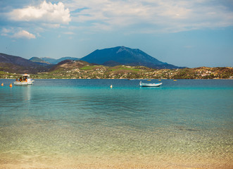 Limni village at Euboea in Greece. Panoramic view.