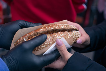 Delicious fresh hot dogs on the grill
