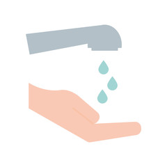Water tap and hand flat style icon vector design