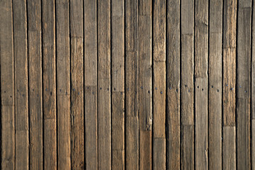 Wooden texture. Old terrace board. Background of old natural wooden dark empty deck with messy and grungy crack beech, oak tree floor texture inside vintage, retro perfect blank.