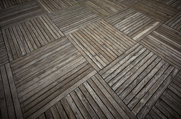 Wooden texture. Old terrace board. Background of old natural wooden dark empty deck with messy and grungy crack beech, oak tree floor texture inside vintage, retro perfect blank.