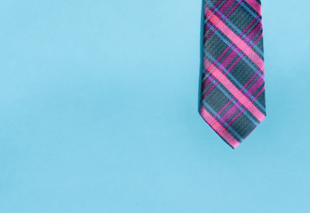 Pink and blue necktie.