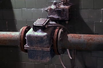 Industry. Old pumping station. Detail. Close-up.
