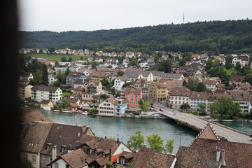 Fototapeta na wymiar Panoramic view of the old European city of Schaffhausen