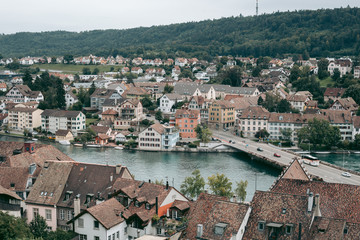 Fototapeta na wymiar Panoramic view of the old European city of Schaffhausen