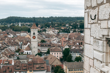 Fototapeta premium Panoramic view of the old European city of Schaffhausen