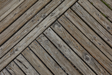 Wooden texture. Old terrace board. Background of old natural wooden dark empty deck with messy and grungy crack beech, oak tree floor texture inside vintage, retro perfect blank.