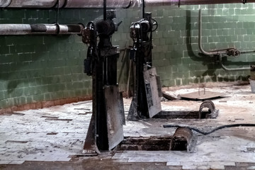 Industry. Old pumping station. Detail. Close-up.