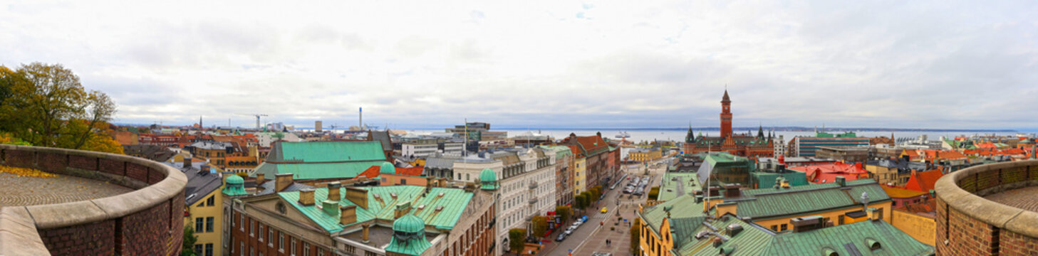 Aerial view of the beautiful city - Helsingborg, Sweden