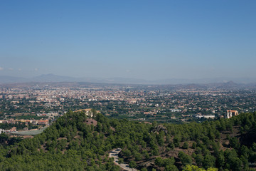 Aerial view of the landscape of the city of Murcia