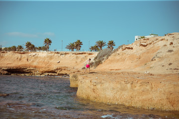 Rocky seashore on the mediterranean sea in spain