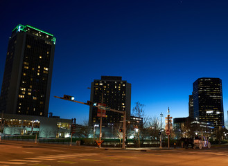 Fototapeta na wymiar Scenic View of St. Louis Missouri Business District at Night, Urban Street Picture
