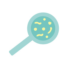 Isolated virus inside lupe flat style icon vector design