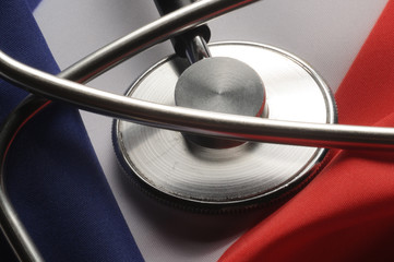 Stéthoscope sur le drapeau ft0203_5216 Stethoscope on the flag