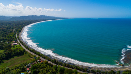 Aerial view to Playa Negra in Puerto Viejo at the Caribbean of Costa Rica