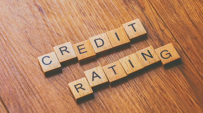 Credit rating. report credit score banking application risk form document. Credit score report with keyboard. Credit report with score on a desk. business report on table, business performance concept