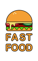 Vector illustration of hamburger with text 