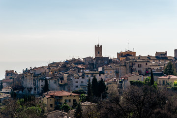 Fototapeta premium A close-up panoramic view of the old French town Vence and its medieval architecture and buildings (Provence / Riviera / Côte d'Azur)