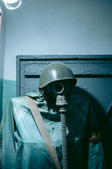 Old Soviet gas masks against radiation that were used during the liquidation of the Chernobyl...
