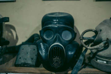 Old Soviet gas masks against radiation that were used during the liquidation of the Chernobyl...