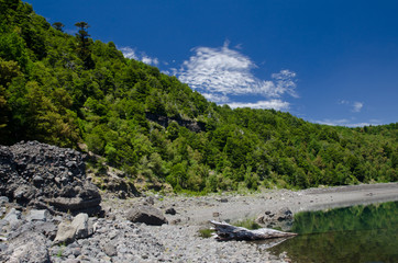 Fototapeta na wymiar Conguillio lake in the Conguillio National Park.