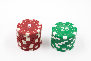 poker chips on a white background