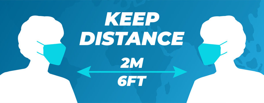 Keep Distance People 2 m or 6 feet Illustration