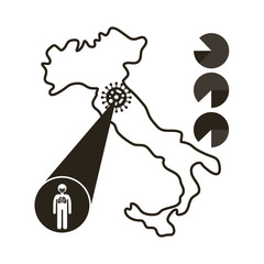 map of italy with covid 19 information and icons, line style icon vector illustration design