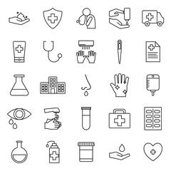Covid 19 line style icon set vector design