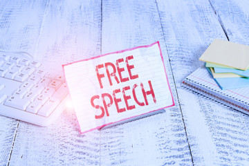 Handwriting text writing Free Speech. Conceptual photo the right of showing to express their...