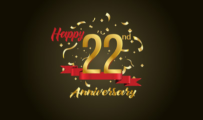 Anniversary celebration background. with the 22nd number in gold and with the words golden anniversary celebration.