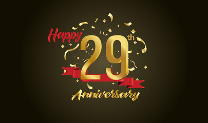 Anniversary celebration background. with the 29th number in gold and with the words golden anniversary celebration.