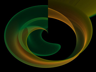  Abstract illustration of circular motions of multicolored waves in dark background
