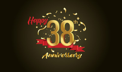 Anniversary celebration background. with the 38th number in gold and with the words golden anniversary celebration.