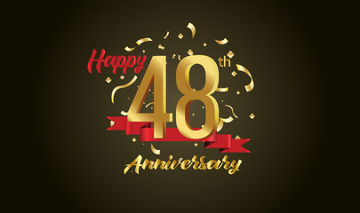 Anniversary celebration background. with the 48th number in gold and with the words golden anniversary celebration.