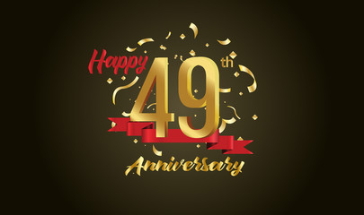 Anniversary celebration background. with the 49th number in gold and with the words golden anniversary celebration.
