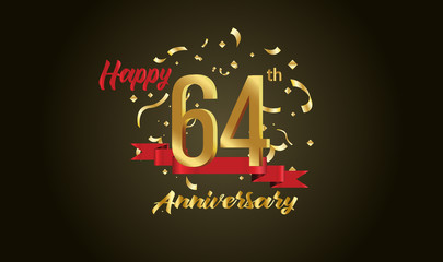 Anniversary celebration background. with the 64th number in gold and with the words golden anniversary celebration.