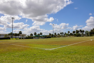 Obraz premium Coronavirus park soccer field closed corona virus playground closed covid19