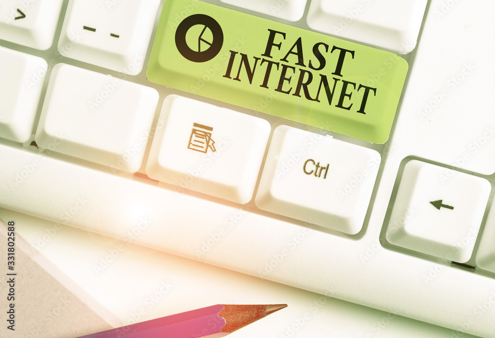Poster text sign showing fast internet. business photo text term used for internet service that is faster t
