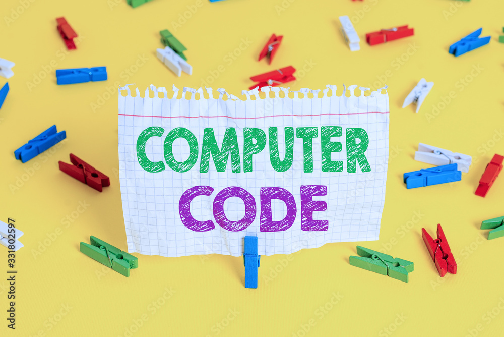 Poster word writing text computer code. business photo showcasing set of instructions forming a computer pr