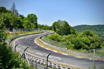 A racetrack empty early in the morning