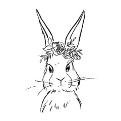 Rabbit with a wreath on his head. 