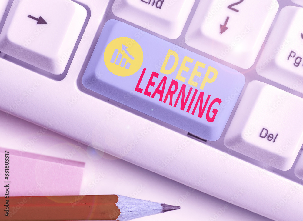 Poster text sign showing deep learning. business photo text the collection of algorithms used in machine le