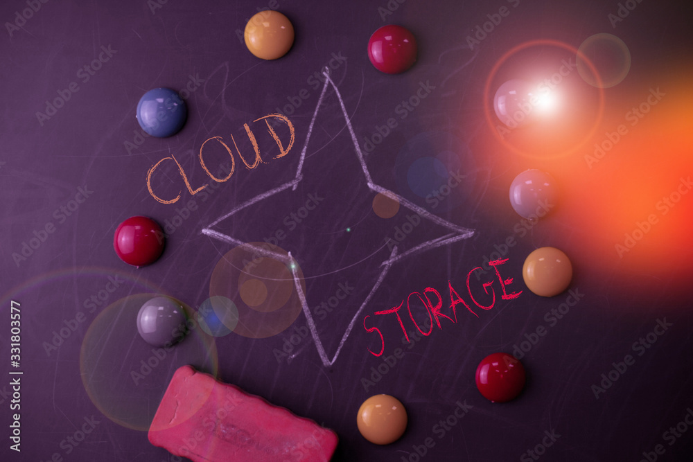 Poster handwriting text cloud storage. conceptual photo the digital data is stored and managed in logical p