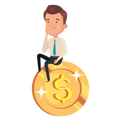 coin money with businessman isolated icon vector illustration design