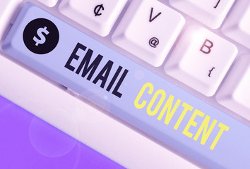 Conceptual hand writing showing Email Content. Concept meaning It is the essence of a communicated...