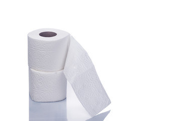 Roll of toilet paper or tissue isolated on white background
