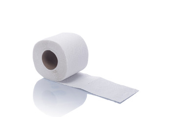 Roll of toilet paper or tissue isolated on white background